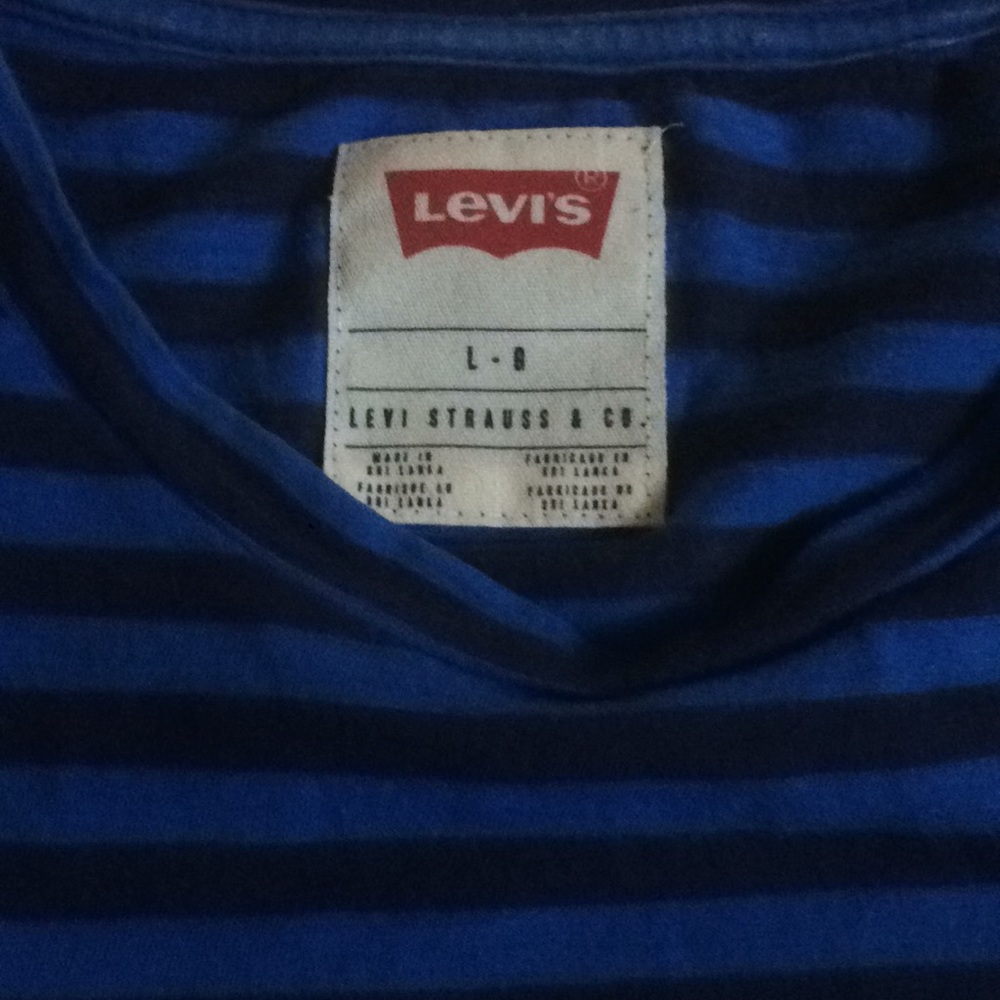 Levis Blue Striped T-shirt Mens Size Large - Picture 4 of 5